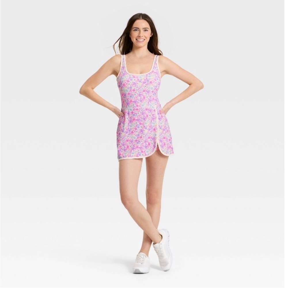 JoyLab Pink Floral Scoop Neck Skort Tennis Dress XXL